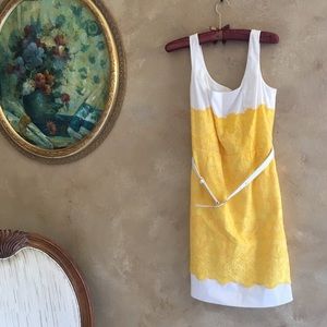 NWOT Antonio Melani yellow white lace sheath dress